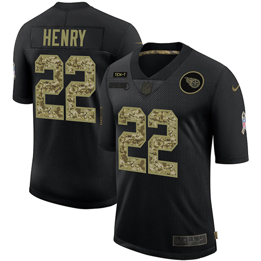 Men's Tennessee Titans #22 Derrick Henry Black Camo Salute To Service Limited Stitched Jersey